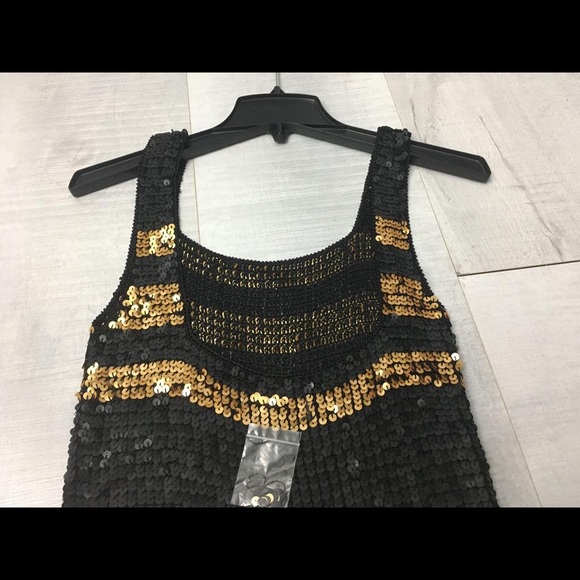 NEW Sequins Top Black/Gold - Elegant - Picture 5 of 6